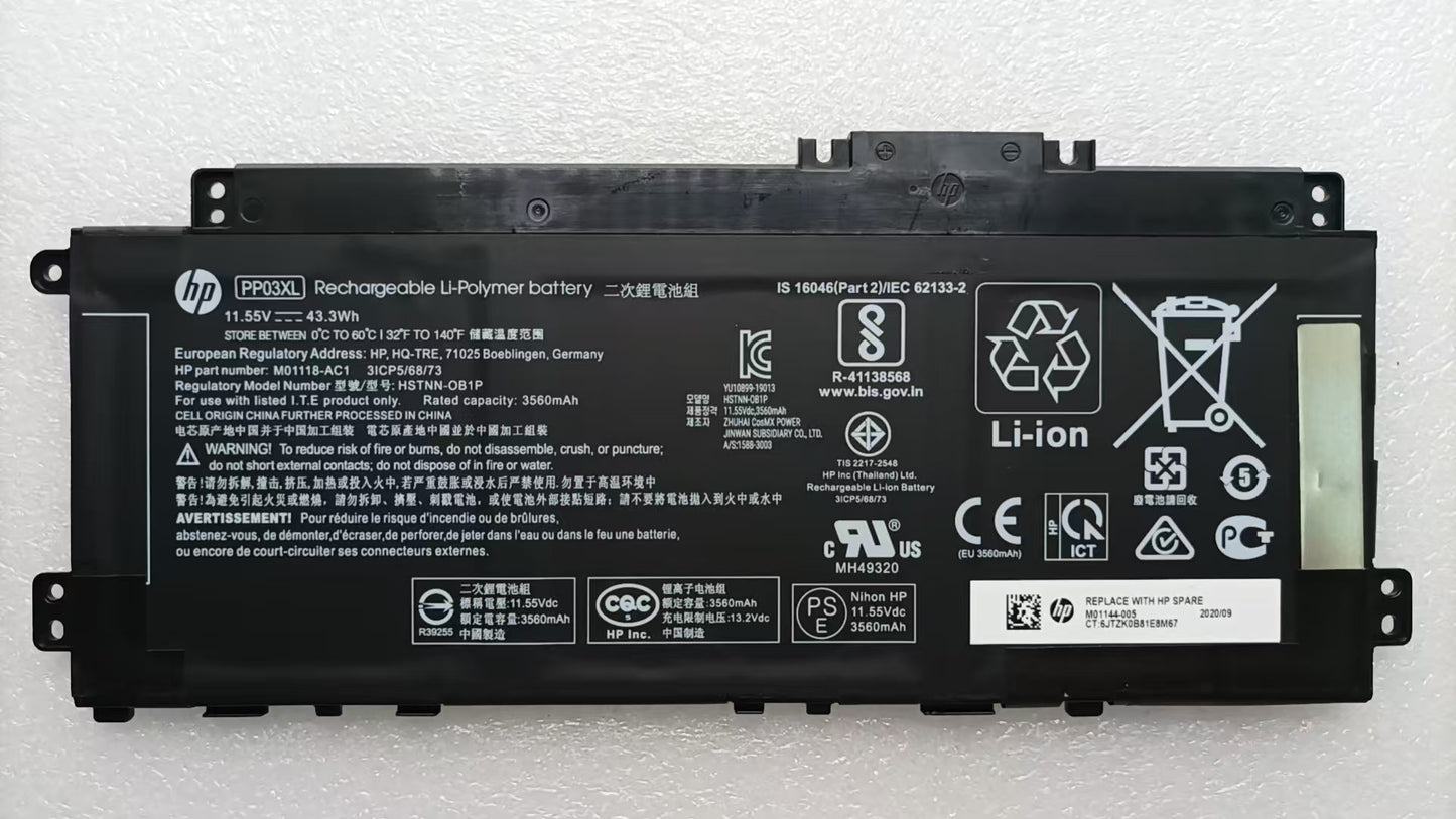 Batterie d'origine PP03XL PV03XL pour Pavilion 13/14 X360 HSTNN-LB8 L83388-421