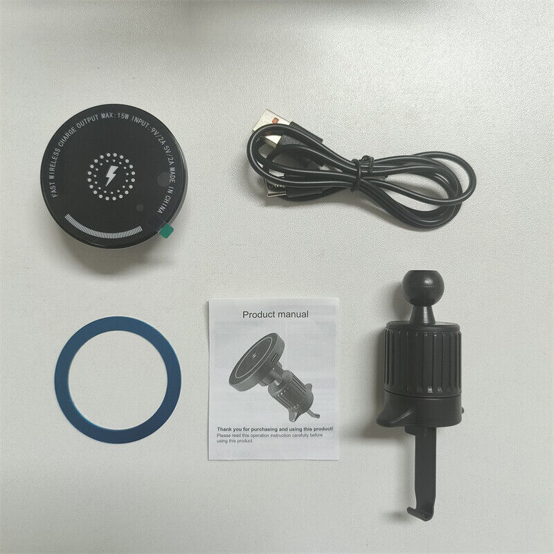 15W 2 IN 1 Wireless Car Charger Fast Charging Mount Automatic Clamping Holder US