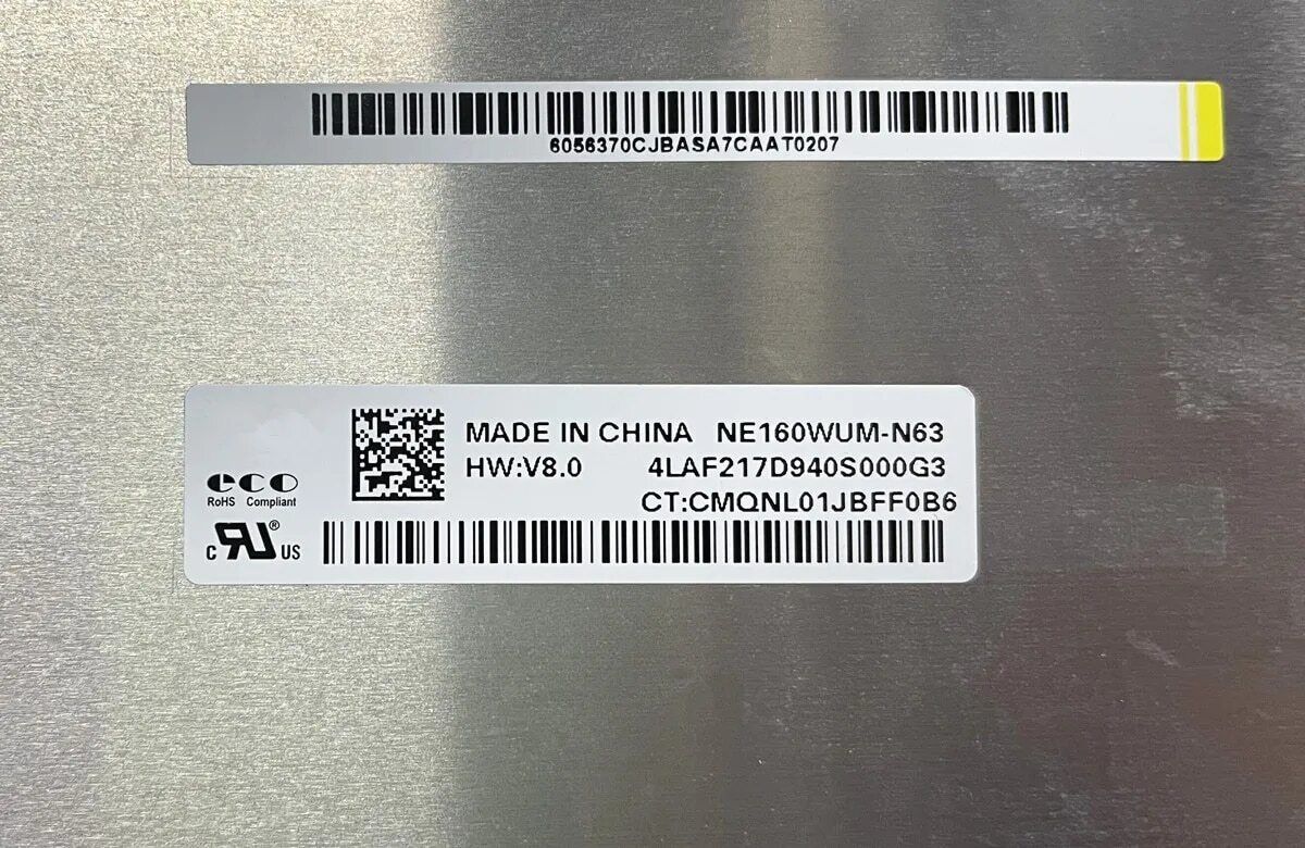 N19252-001 NE160WUM-N63 LCD PANEL WUXGA 400n N14760-001 HP ZBOOK FURY 16G9 30PIN