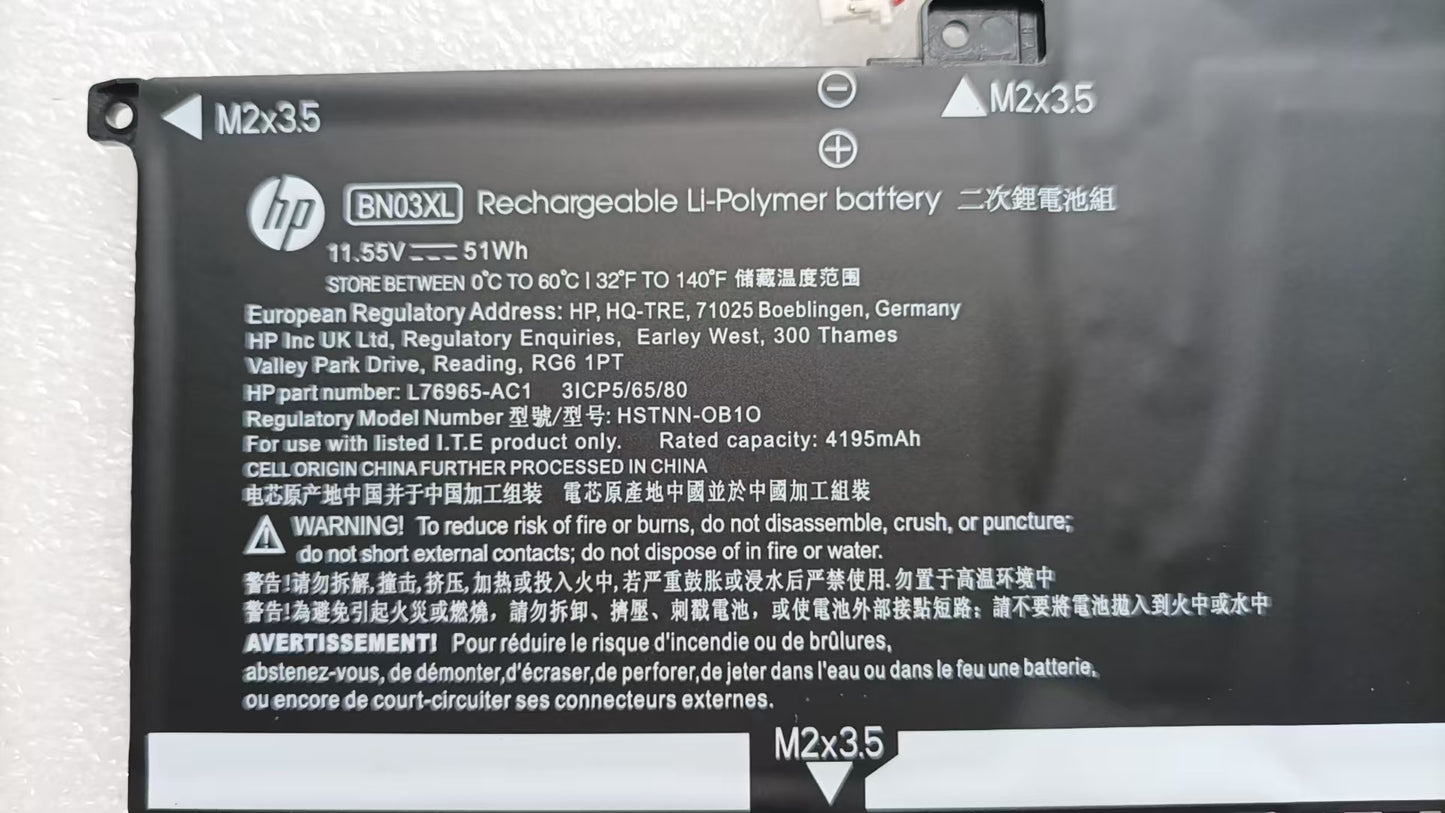 New HP Envy x360 BN03XL 11.55V 51Wh Laptop Battery L77034-005 L76965-2C1 BN03XL 13-AY 13-BD 13-AR 13-BA