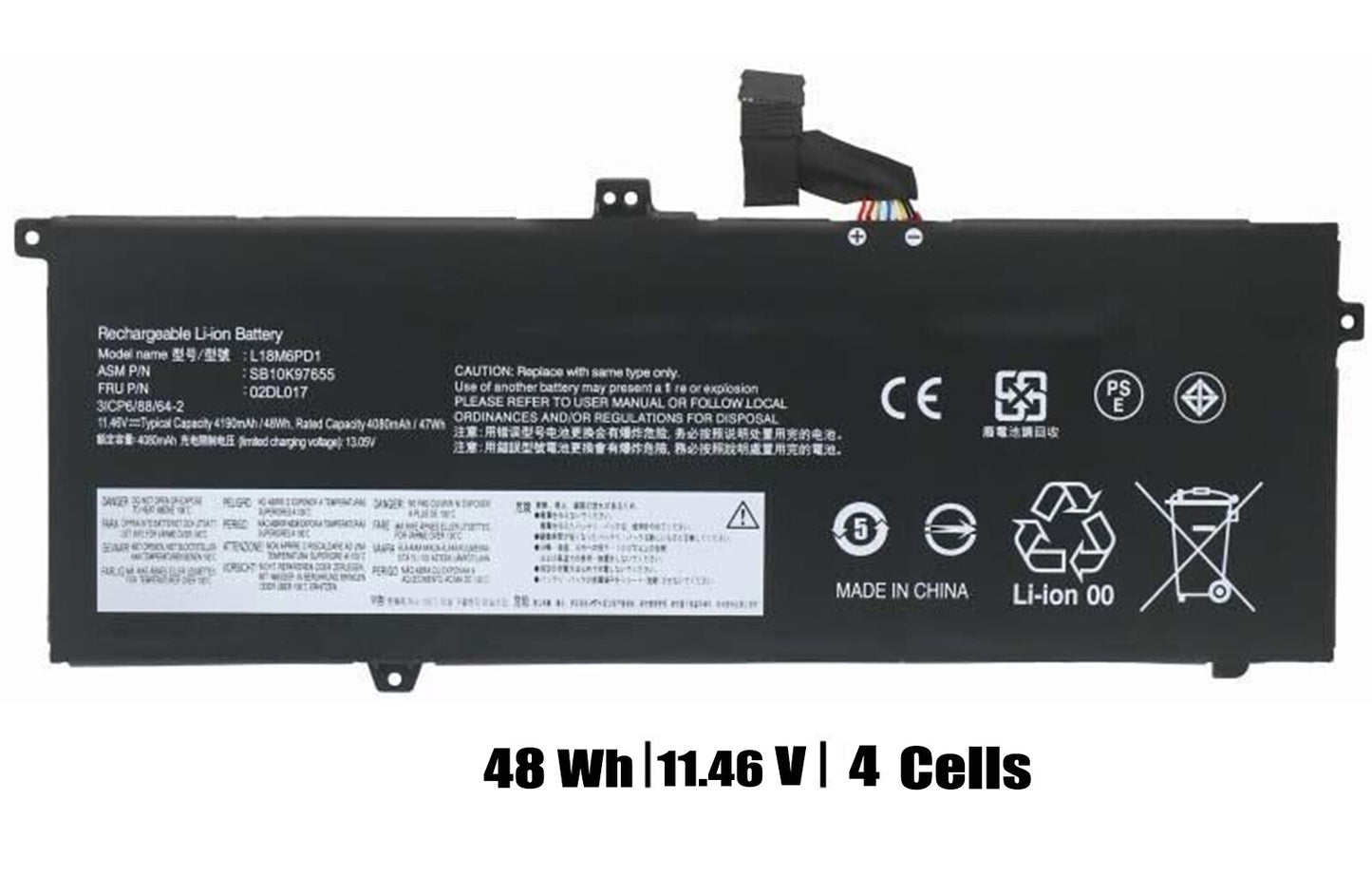 New 02DL017 L18M6PD1 L18C6PD1 Battery For Lenovo ThinkPad X13 X390 X395 Series