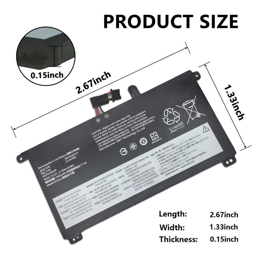 01AV493 00UR891 Laptop Internal Battery For Lenovo ThinkPad T570 T580 P51S P52S