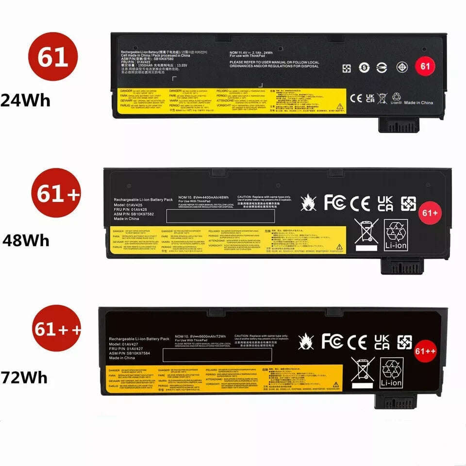 Original New 61+ Battery For Lenovo Thinkpad T470 T480 T570 01AV425 01AV424 48Wh