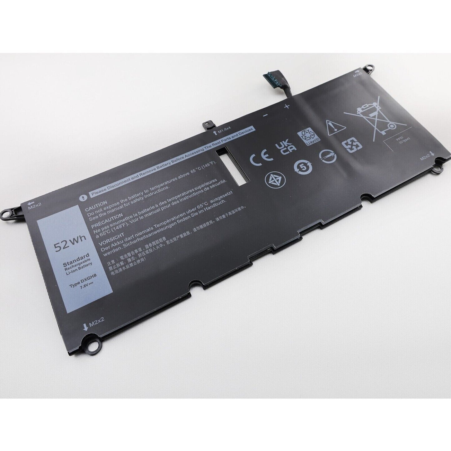 New DXGH8 Battery For Dell XPS 13 9370 9380 2018 Series 0H754V P82G 7.6V 52Wh