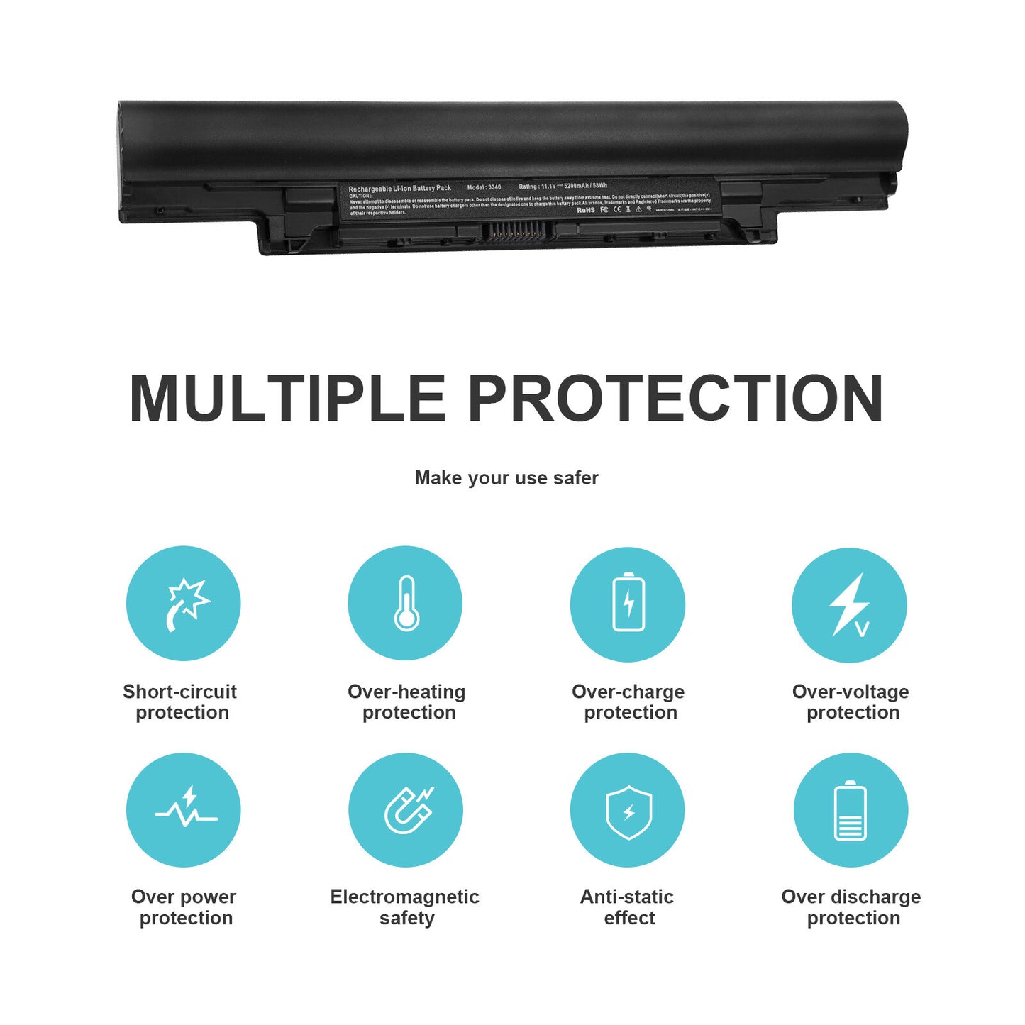 6 Cells Battery for Dell Latitude 13" 3340 E3340 3350 YFDF9 5MTD8 JR6XC 451-BBJB
