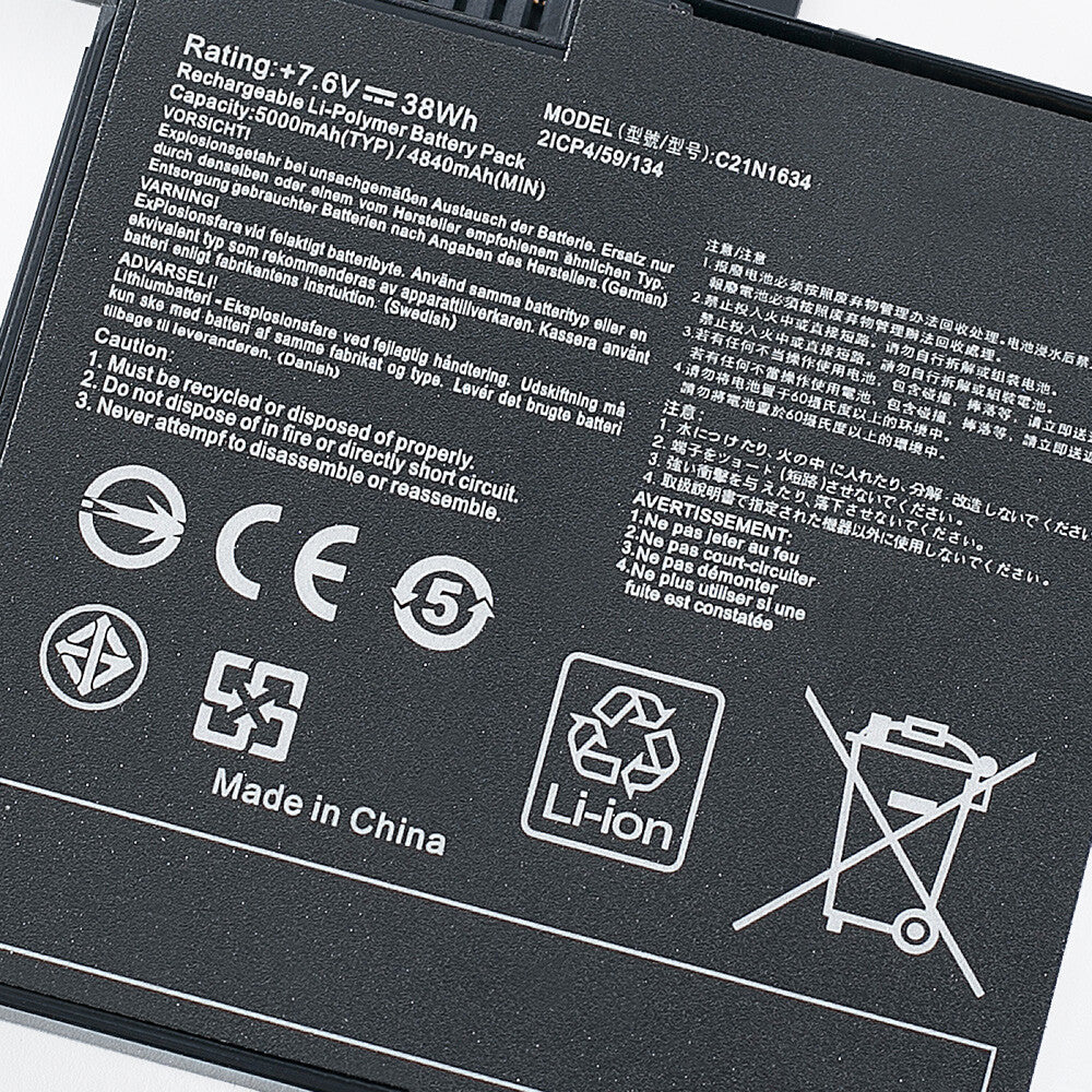C21N1634 Battery For Asus Vivobook R542UR X542U X542UF FL5900L FL8000L 7.6V 38WH