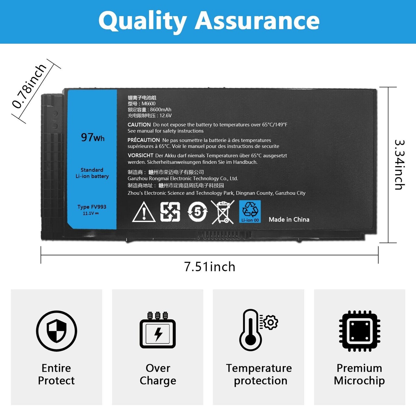 11.1V 97WH New FV993 M6600 Battery for Dell Precision M4800 M4600 M6800 FJJ4W