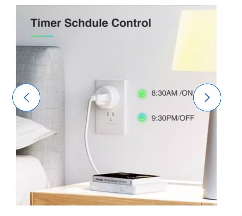 4 Pack Smart Plug, Wifi Mini Socket Outlet, Alexa Google Assistant Timer White