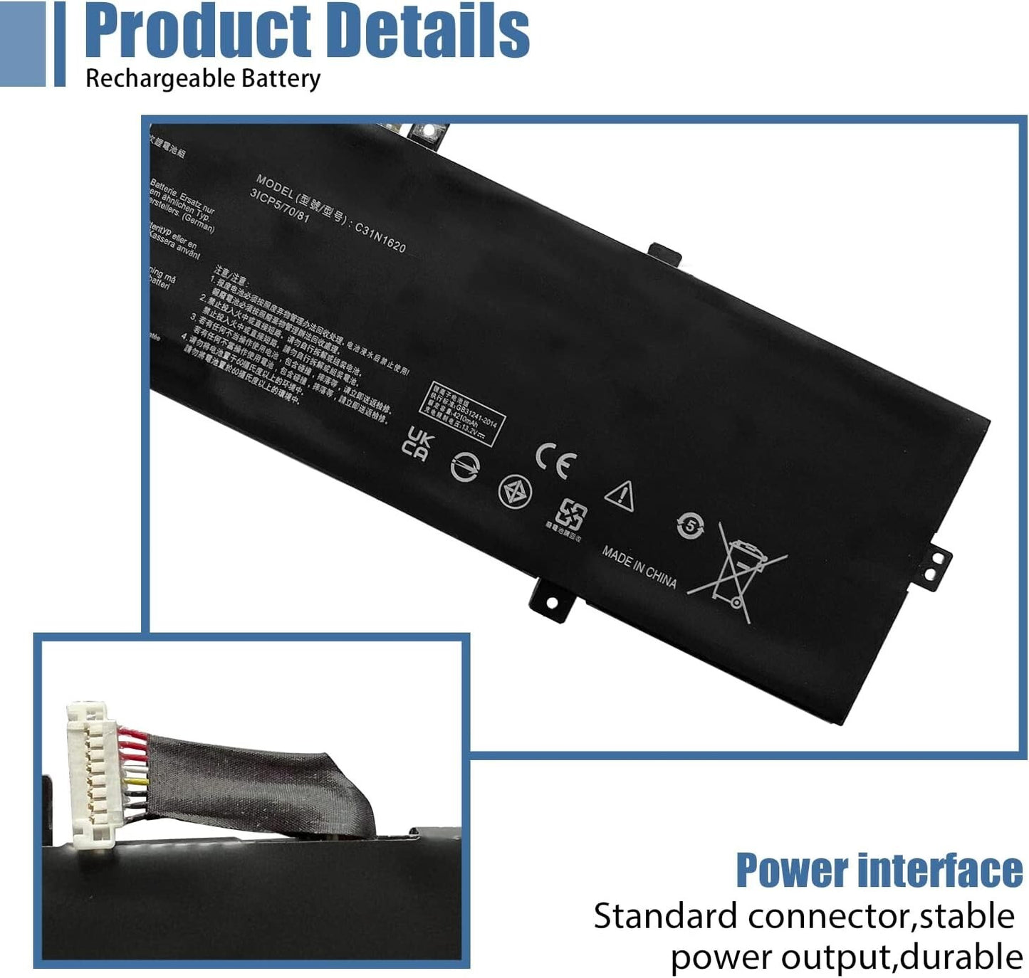 C31N1620 Battery for Asus Zenbook UX430U UX430UA UX430UN UX430UNR U4100UQ Series