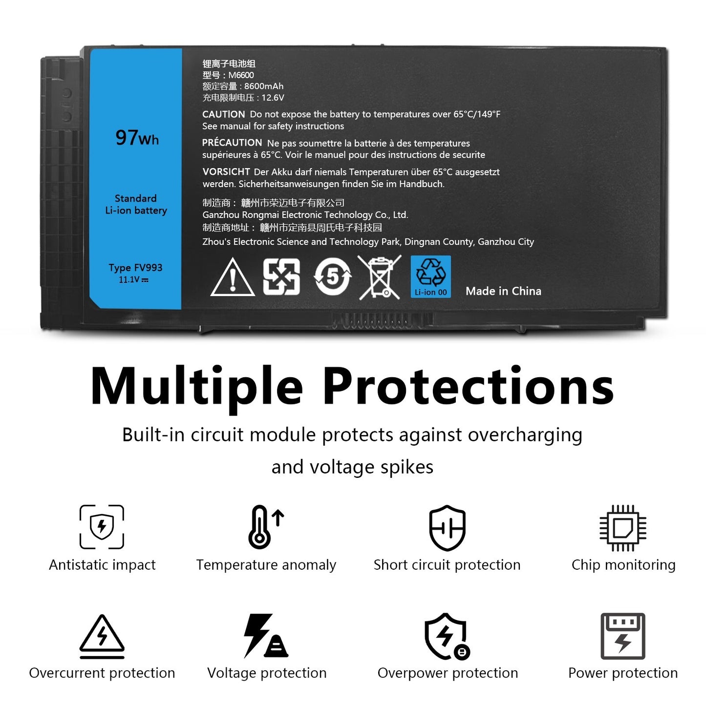 11.1V 97WH New FV993 M6600 Battery for Dell Precision M4800 M4600 M6800 FJJ4W