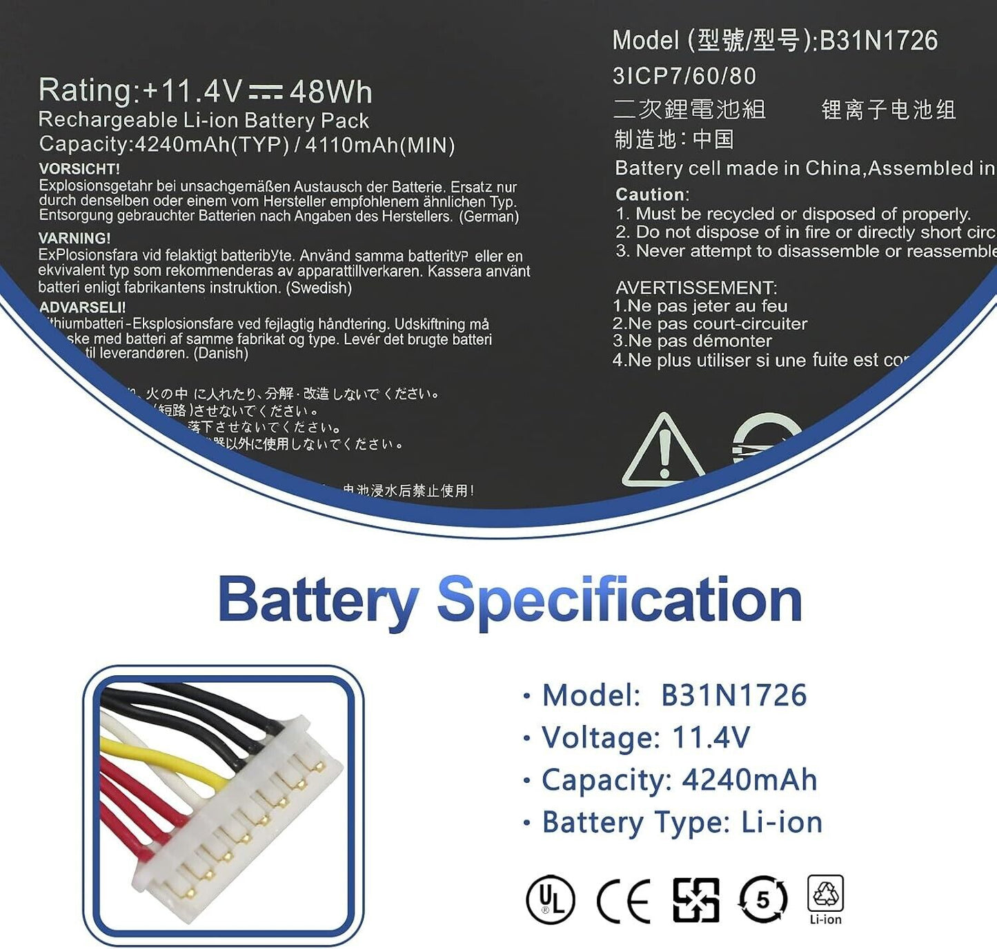 NEW B31N1726 Battery For ROG Strix G15 G512 G512LI G531 G531G FX86-