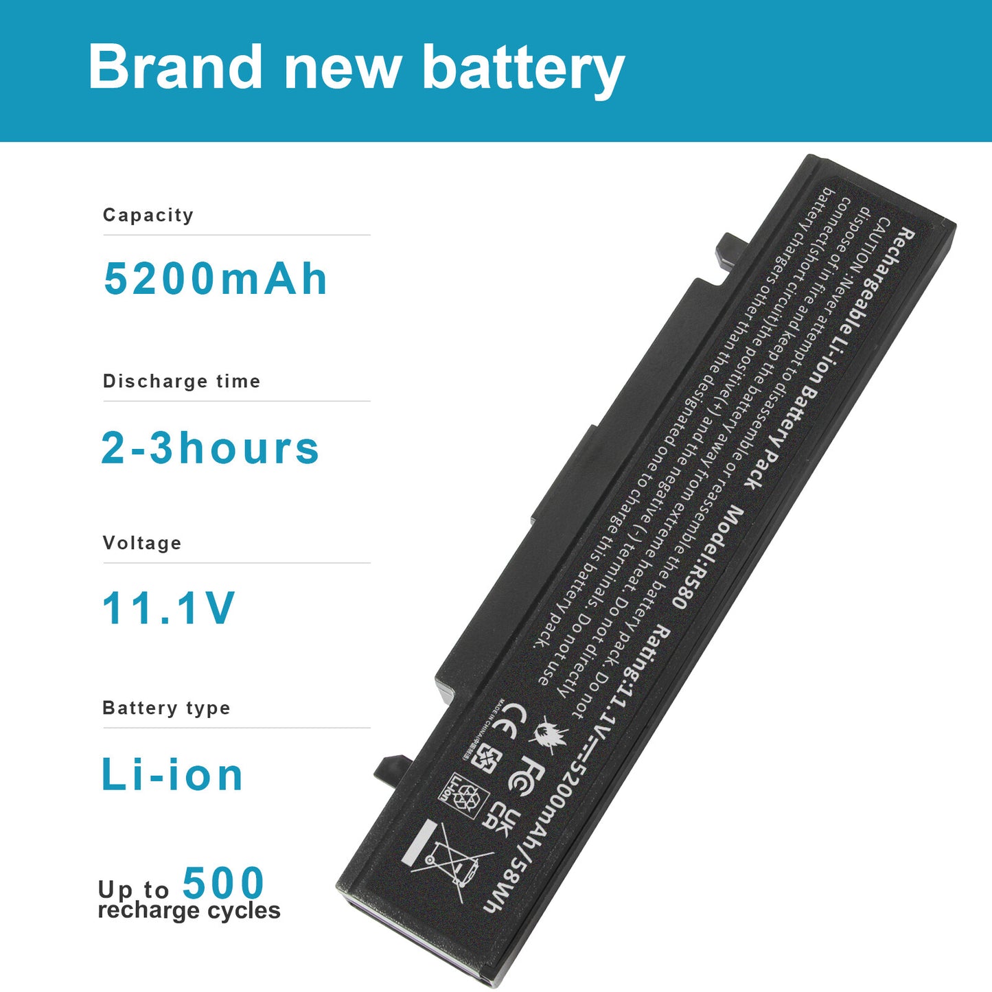 New Laptop Battery For Samsung AA-PB9NC6B AA-PB9NS6B R428 R580 R780 R730 RV511