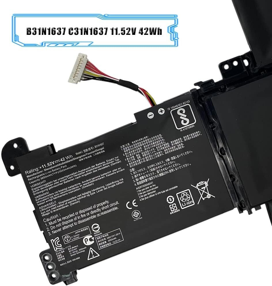 B31N1637 C31N1637 battery fOR ASUS VivoBook X510 X510U S15 S510U F510 F510U NEW