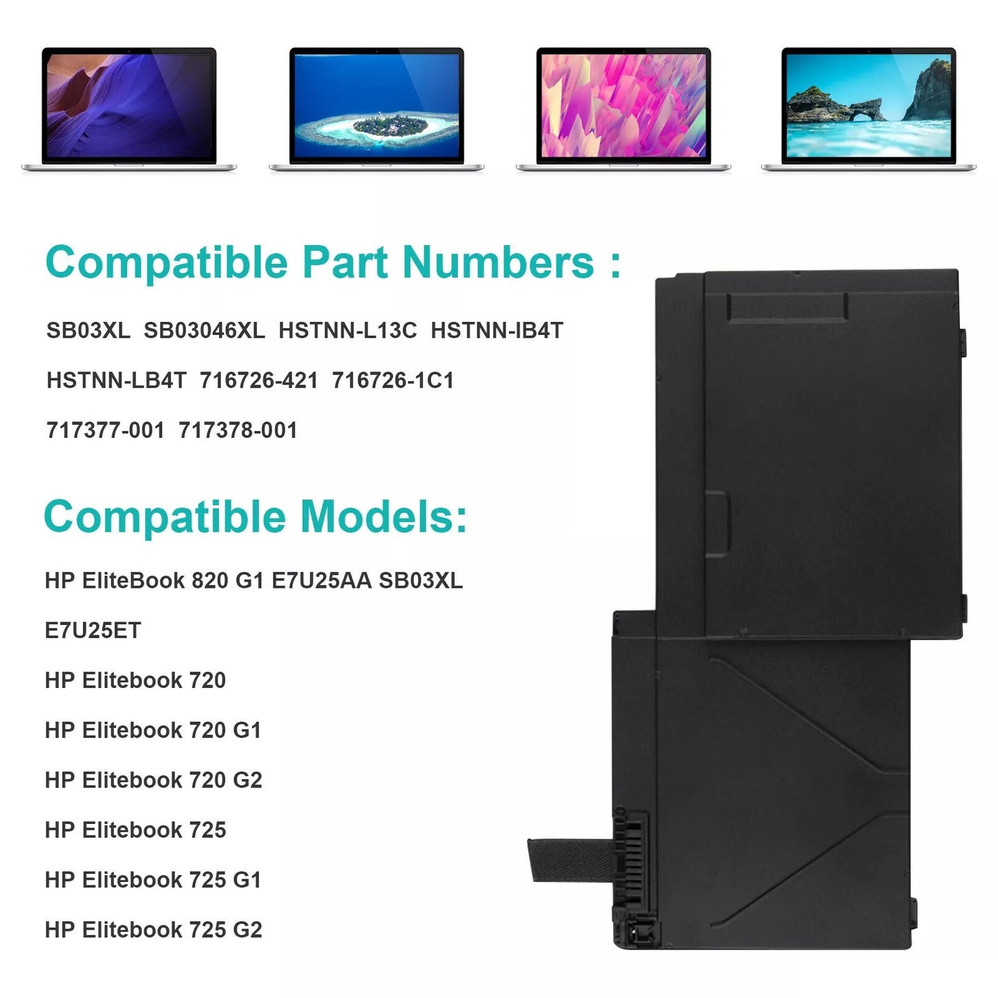 SB03XL SB03 Battery For HP Elitebook 720 725 820 G1 G2 HSTNN-LB4T 716726-421 NEW