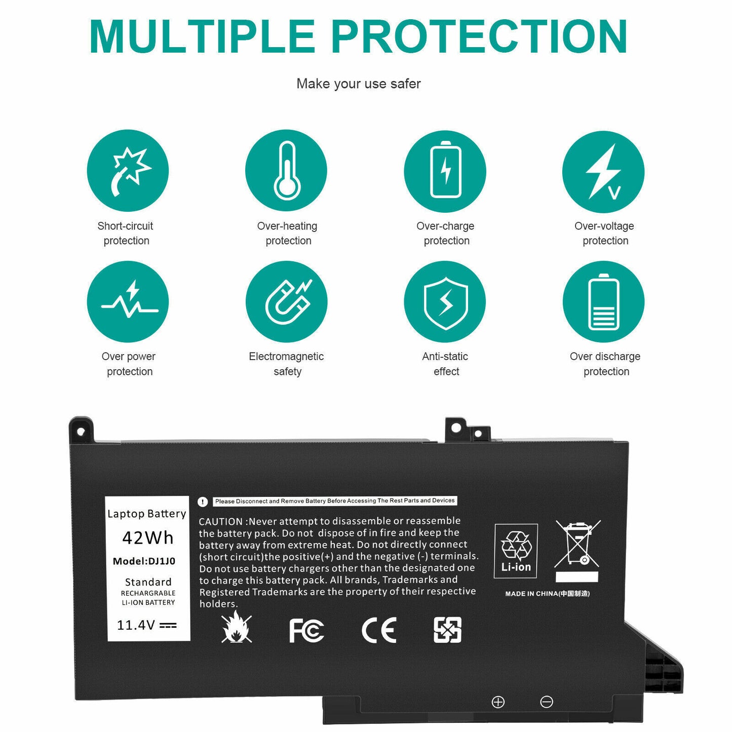 DJ1J0 Laptop Battery for Dell Latitude 12 7280 7290 13 7380 7390 14 7480 7490 NEW