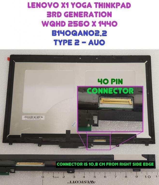 Lenovo Thinkpad x1 yoga 3rd gen WQHD screen LCD Touch digitizer Display 01YT250