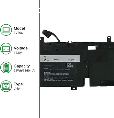 3V806 N1WM4 2VMGK Battery for Dell 13 R2 13.3" ALW13ED-1708 P56G Series Notebook