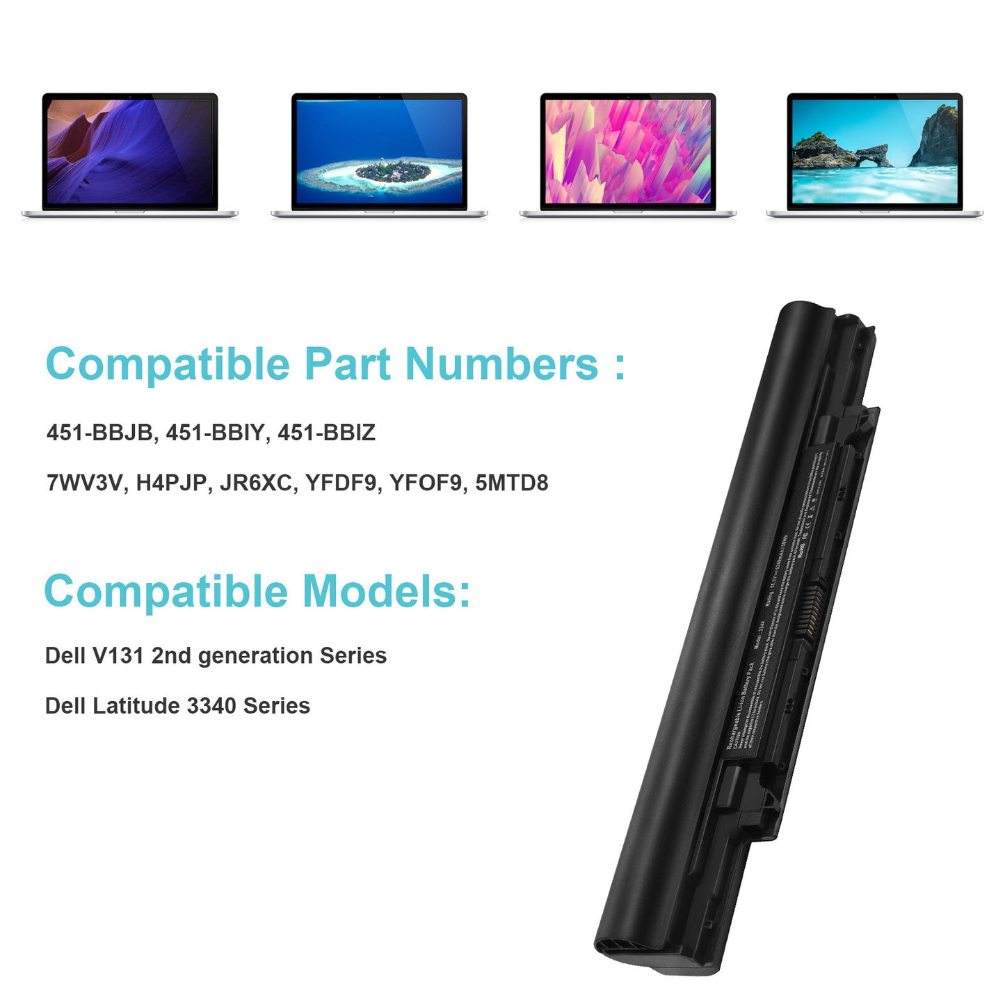 6 Cells Battery for Dell Latitude 13" 3340 E3340 3350 YFDF9 5MTD8 JR6XC 451-BBJB