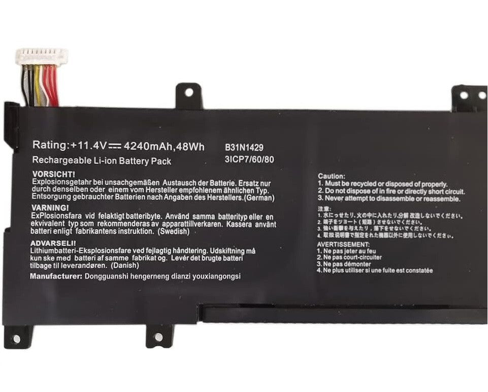 0B200-01460100 B31N1429 Asus Battery 11.4V 48Wh Li-ion For K Series K501 K501UX