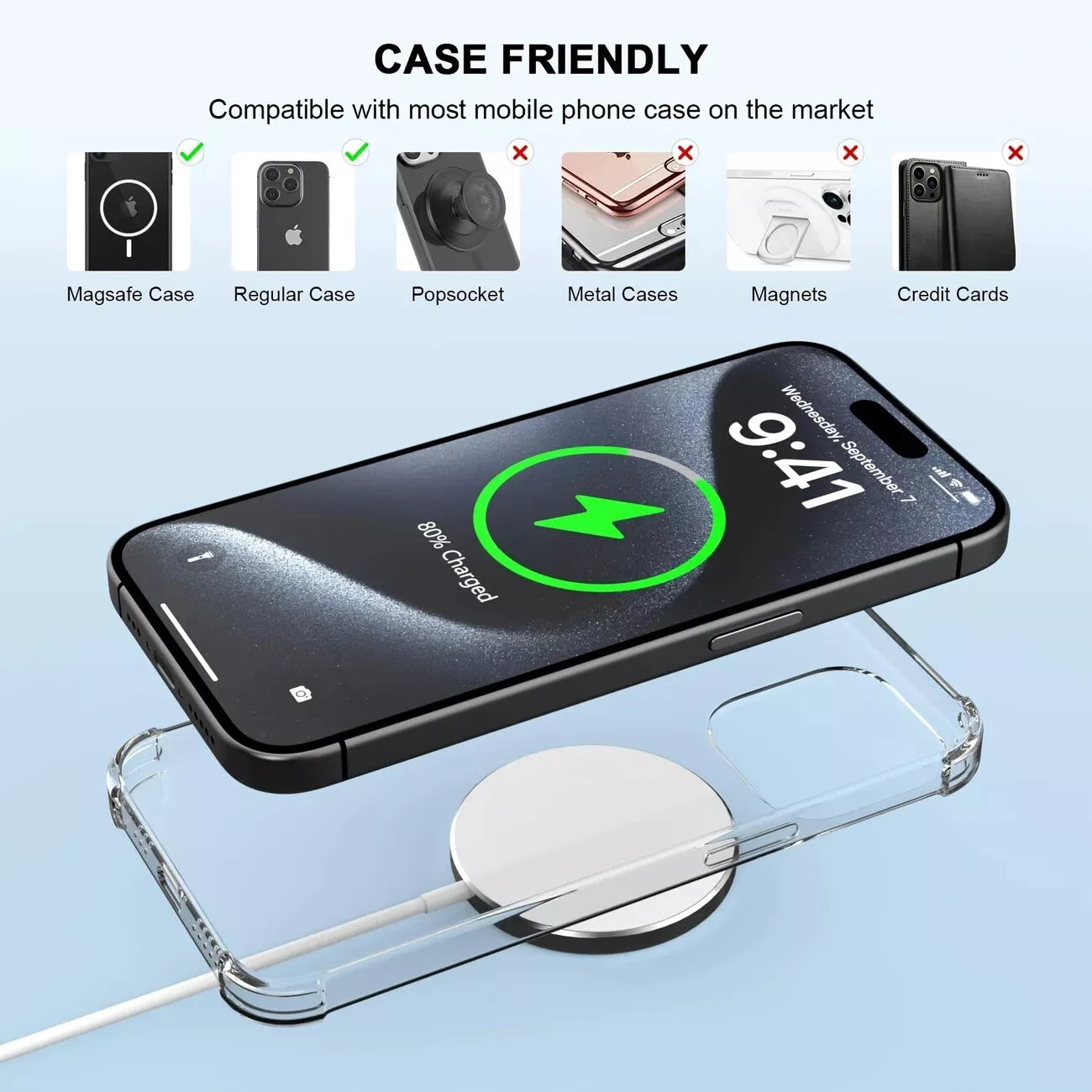 2 PACK Magnetic Wireless Charger Pad For Magsafe iPhone 16 15 14 13 12 Pro Max
