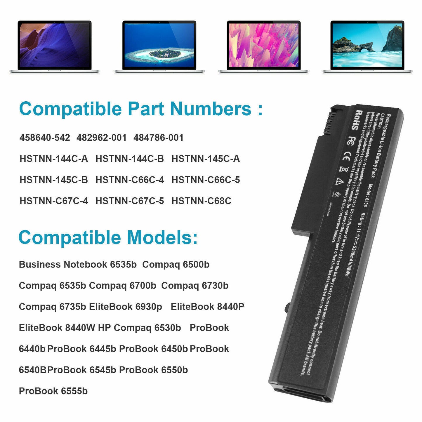 Battery for HP TD06 EliteBook 8440P 6930P 6530B 6730B ProBook 6455B 6535b 6500b