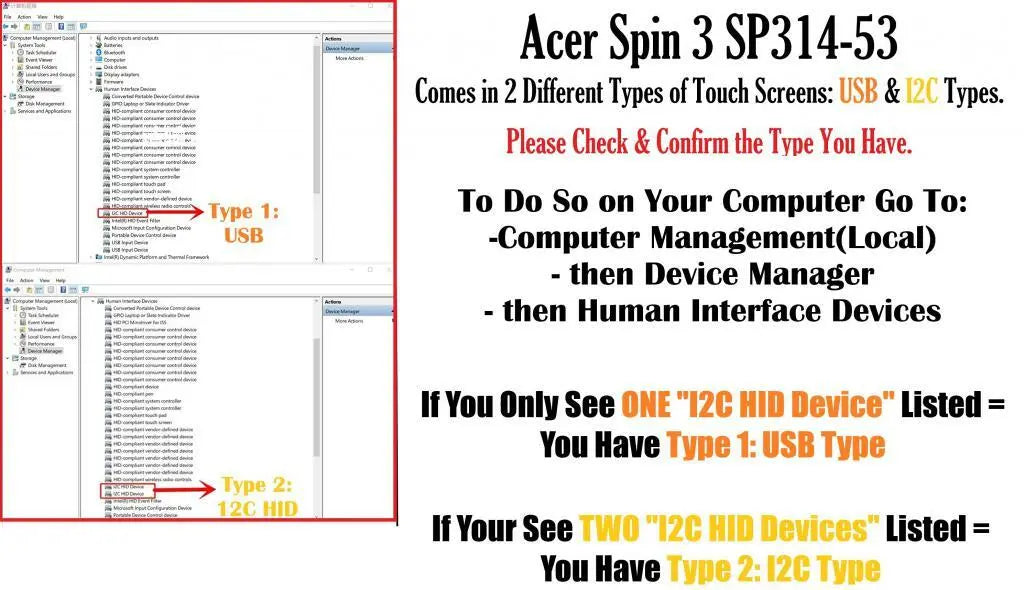 original LCD Touch Screen Digitizer Assembly for Acer Spin 3 SP314-53N-77AJ