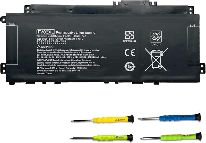 43.3Wh PV03XL PP03XL Battery for HP Pavilion x360 13-BB 14-DV 14M-DW 14-DK 15-EH