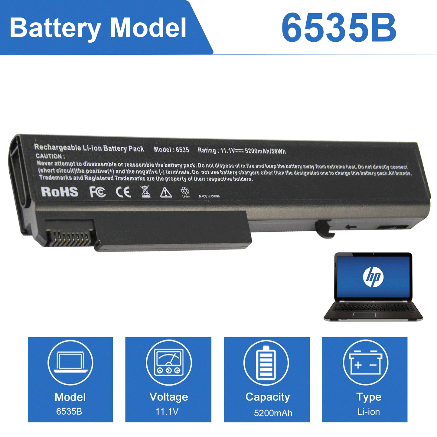 Battery for HP TD06 EliteBook 8440P 6930P 6530B 6730B ProBook 6455B 6535b 6500b