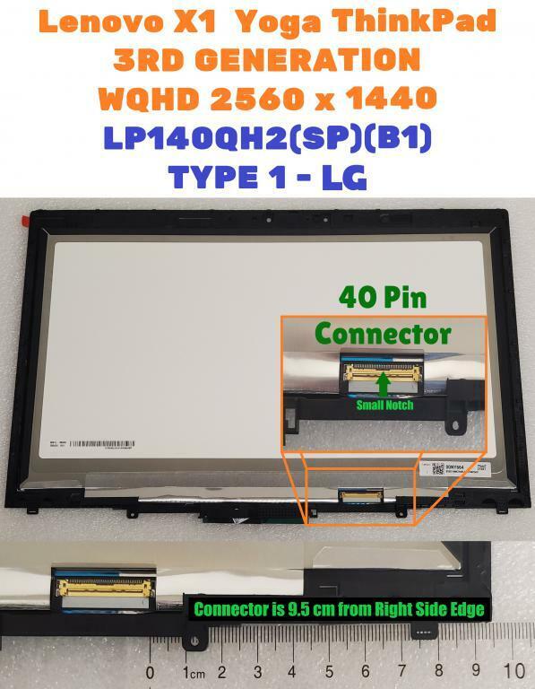 Lenovo Thinkpad x1 yoga 3rd gen WQHD screen LCD Touch digitizer Display 01YT250
