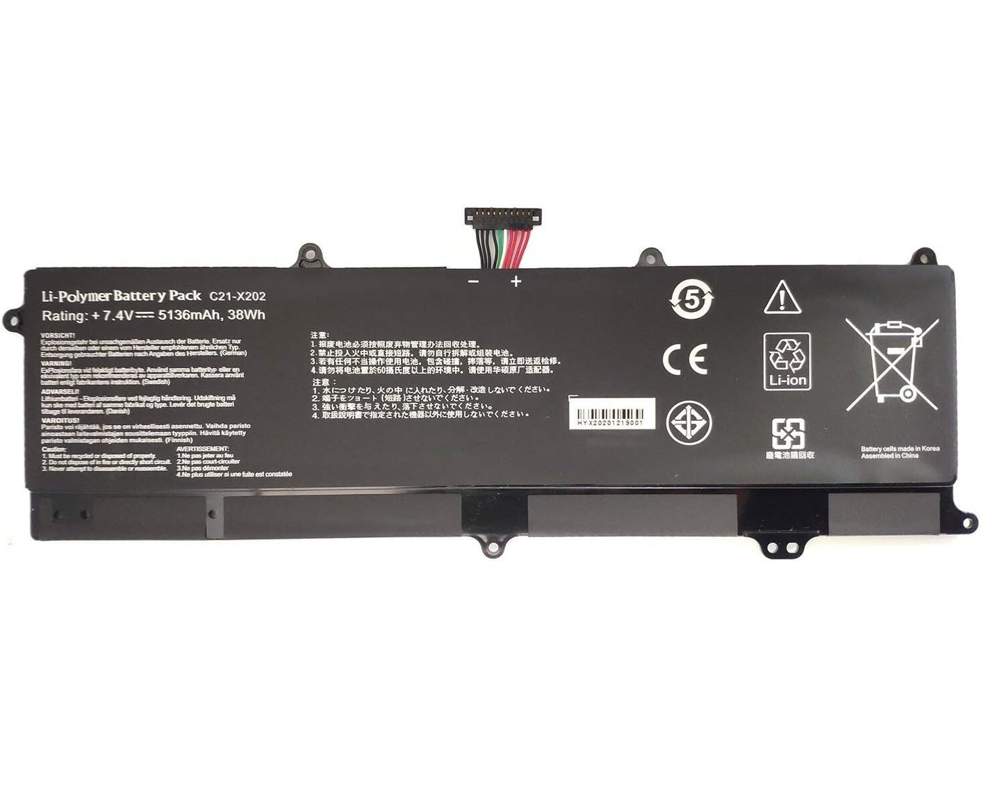 C21-X202 Battery 38Wh For ASUS VivoBook X202 X202E X201E S200E Q200E Series 7.4V