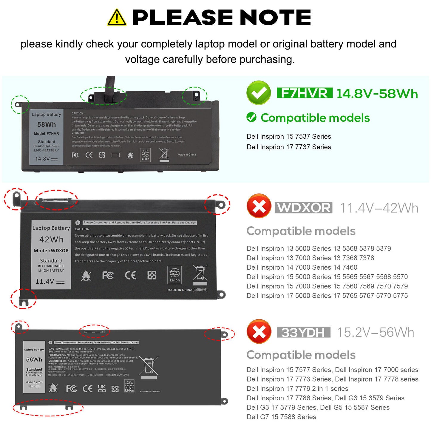 F7HVR Battery For Dell Inspiron 15 7537 17 7737 062VNH G4YJM T2T3J