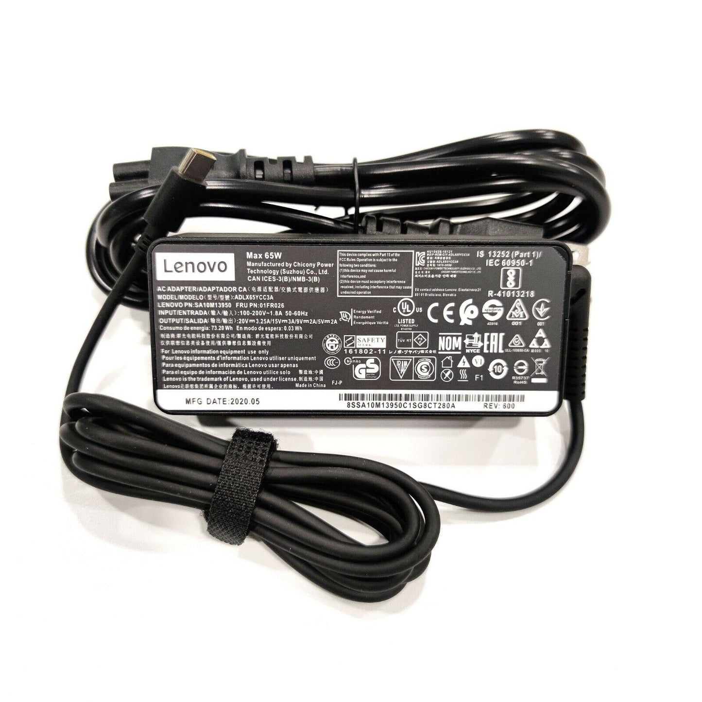 NEW 10X Genuine 65W USB-C Type-C Power Adapter Charger Lenovo Laptop AC ADLX65YLC3A