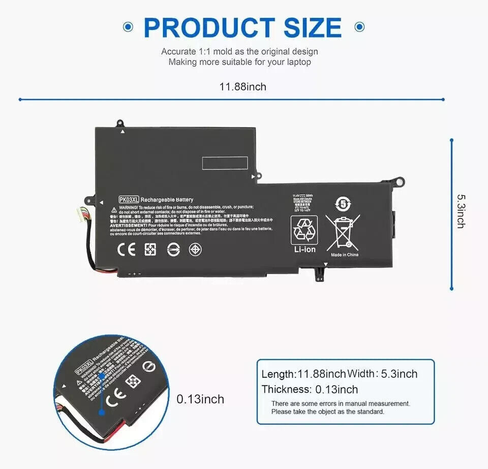 PK03XL Battery For HP Spectre X360 789116-005 13-4101dx 13-4102dx 789116-005