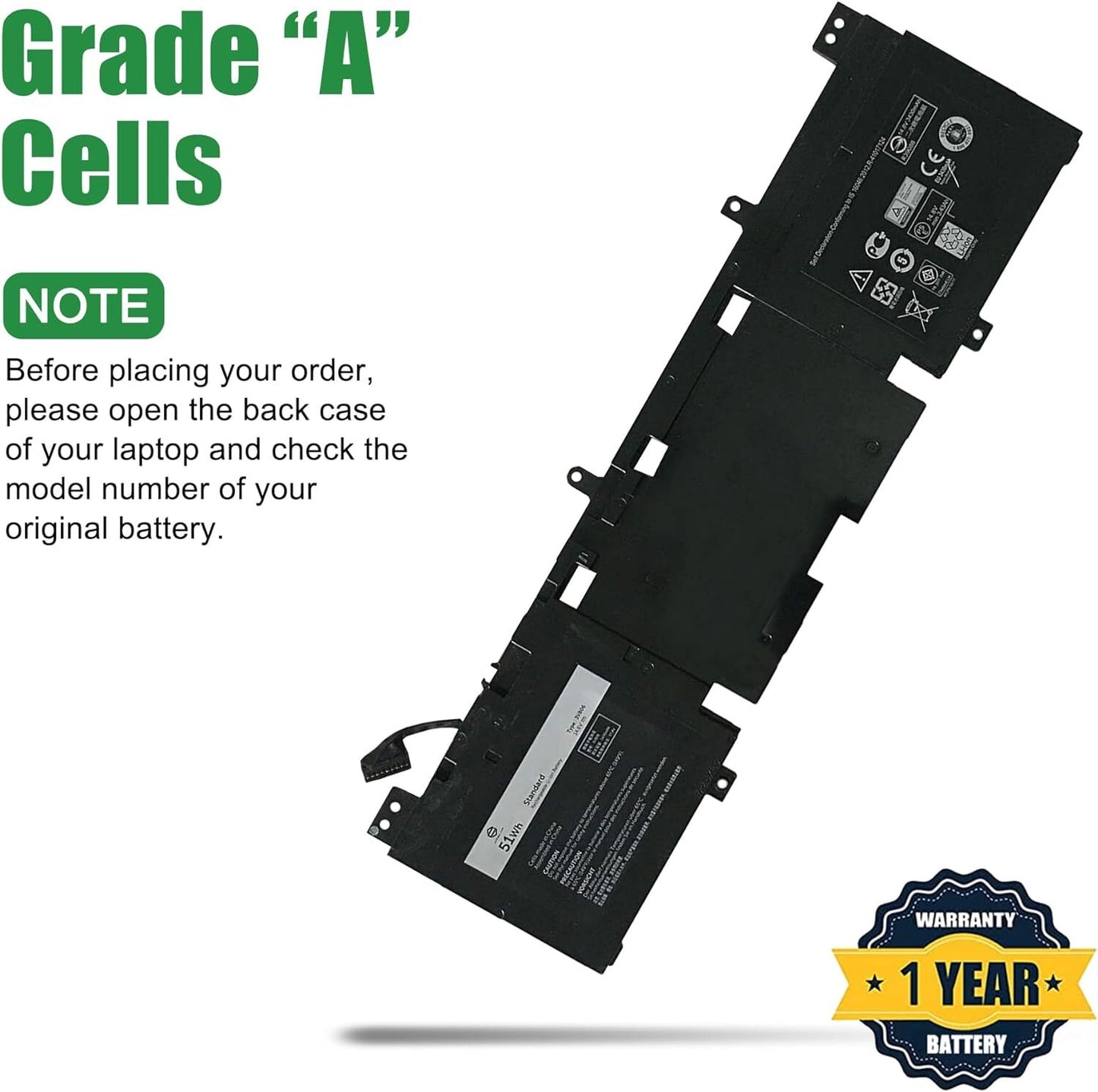3V806 N1WM4 2VMGK Battery for Dell 13 R2 13.3" ALW13ED-1708 P56G Series Notebook