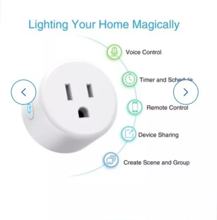 4 Pack Smart Plug, Wifi Mini Socket Outlet, Alexa Google Assistant Timer White