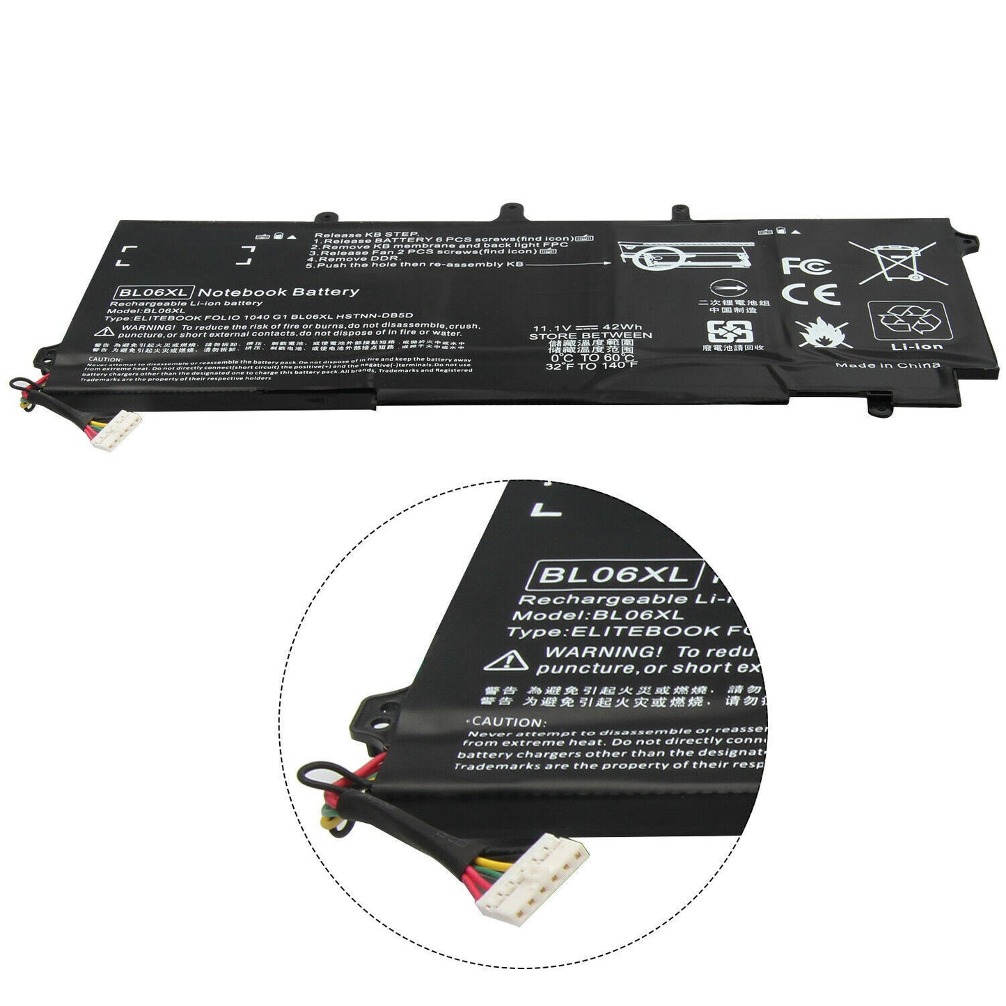 BL06XL Battery for HP EliteBook Folio 1040 G0 G1 G2 HSTNN-DB5D 722297-001 Laptop