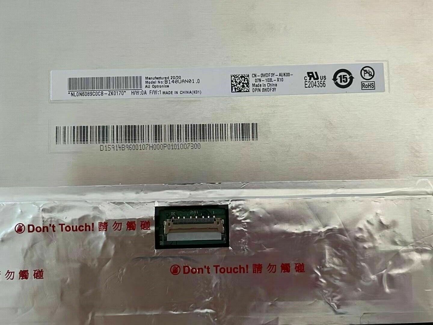 14.0"LCD SCREEN B140UAN01.0 for Dell DPN:0WDF3Y EDP40PIN 3840X2160 UHD non-touch