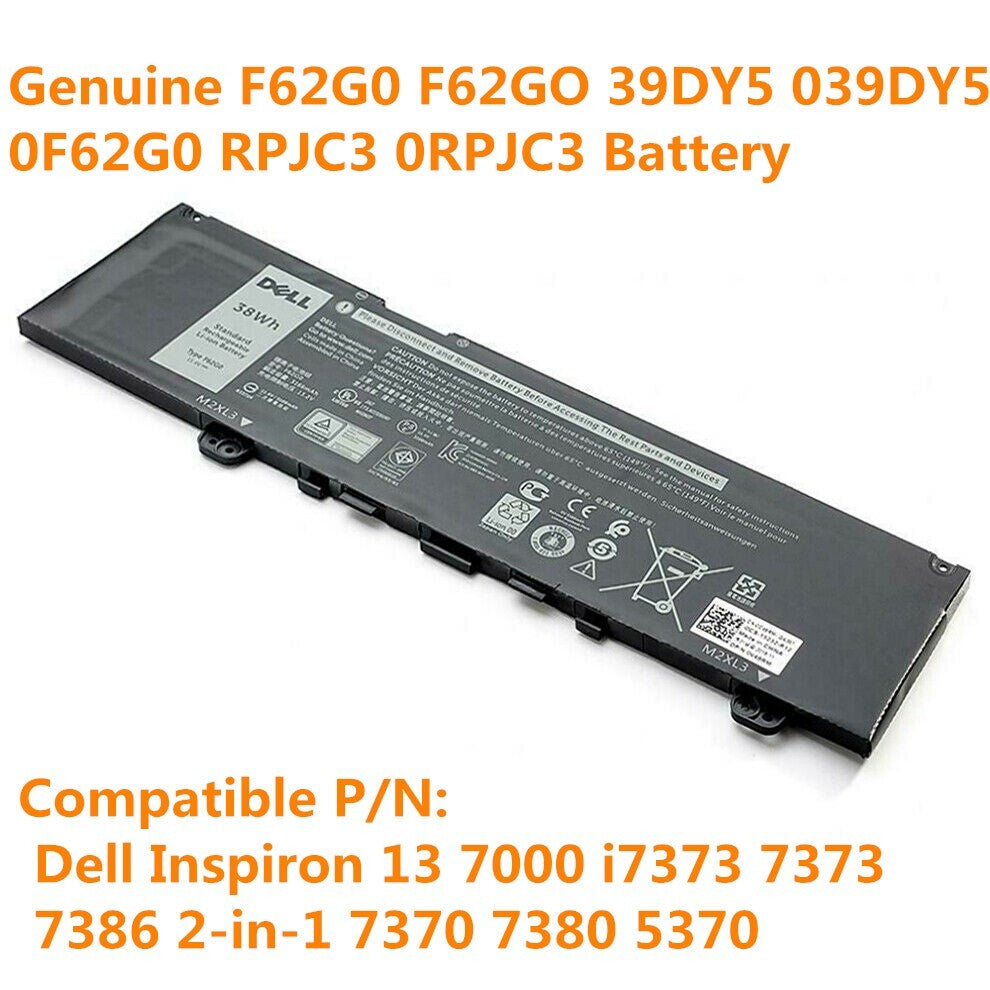 F62G0 NEW Battery 39DY5 for Dell Inspiron 13 7000 i7373 7373 7386 2-in-1 7370