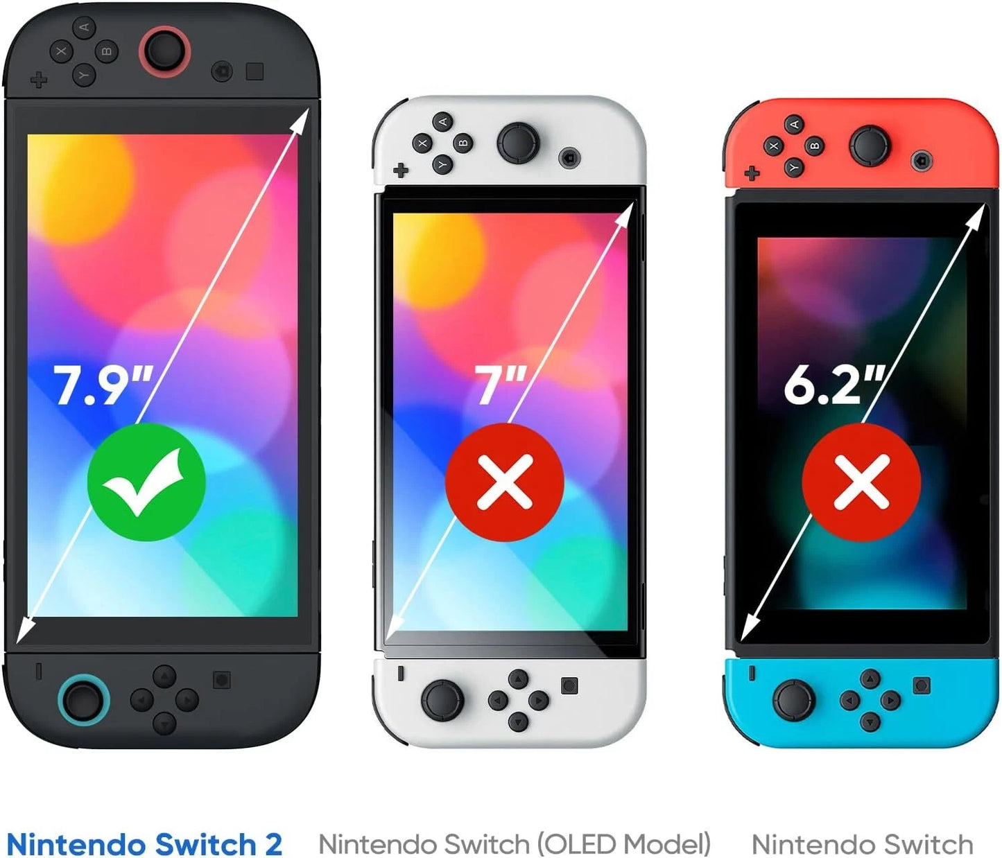 2-Pack Screen Protector for Nintendo Switch 2 (2025) Tempered Glass Clear Film