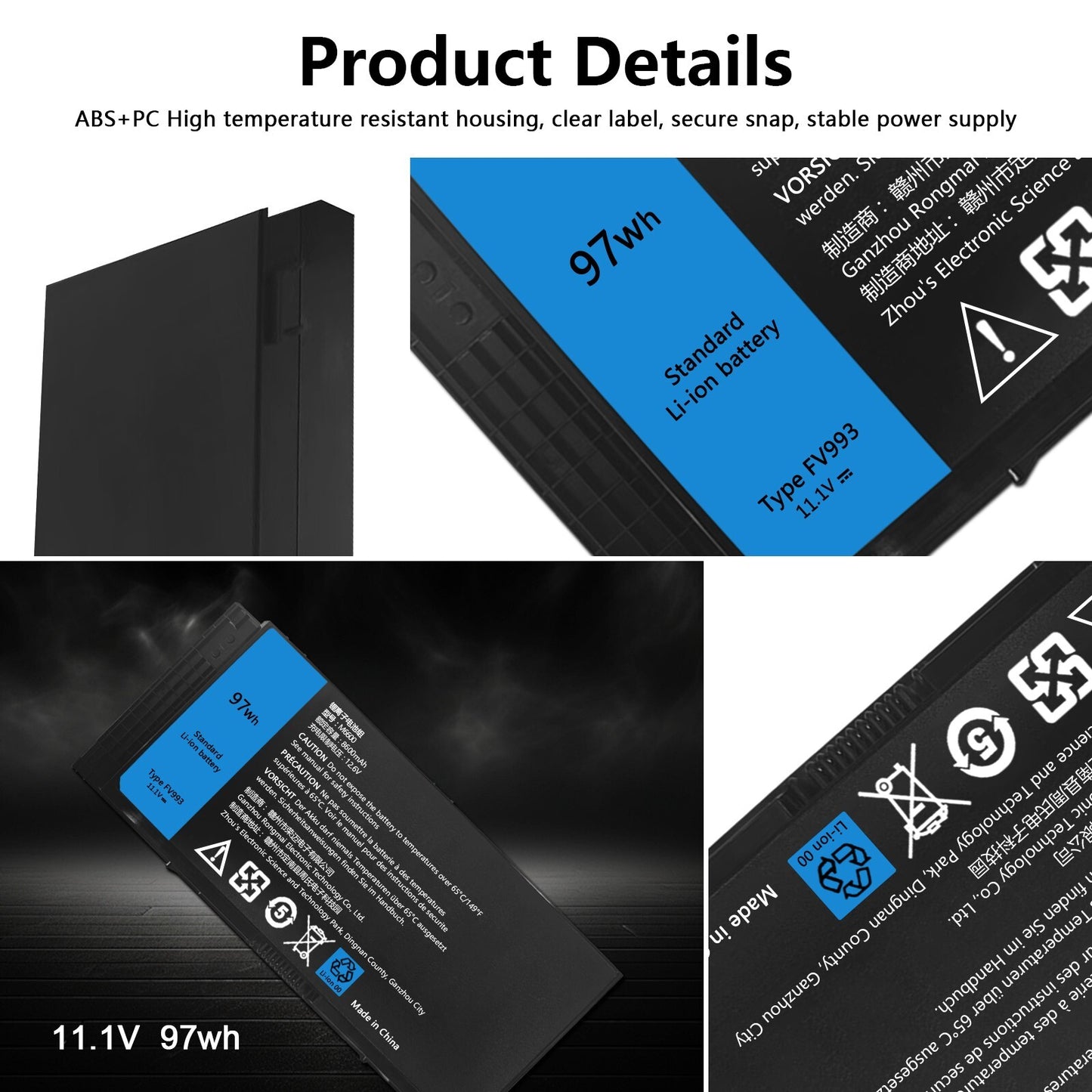 11.1V 97WH New FV993 M6600 Battery for Dell Precision M4800 M4600 M6800 FJJ4W