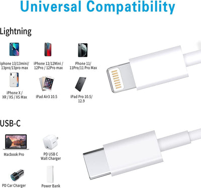 New For iPhone 14/11/12/13 Pro Fast Charger PD Cable Cord Power Adapter Type-C Charging Cable