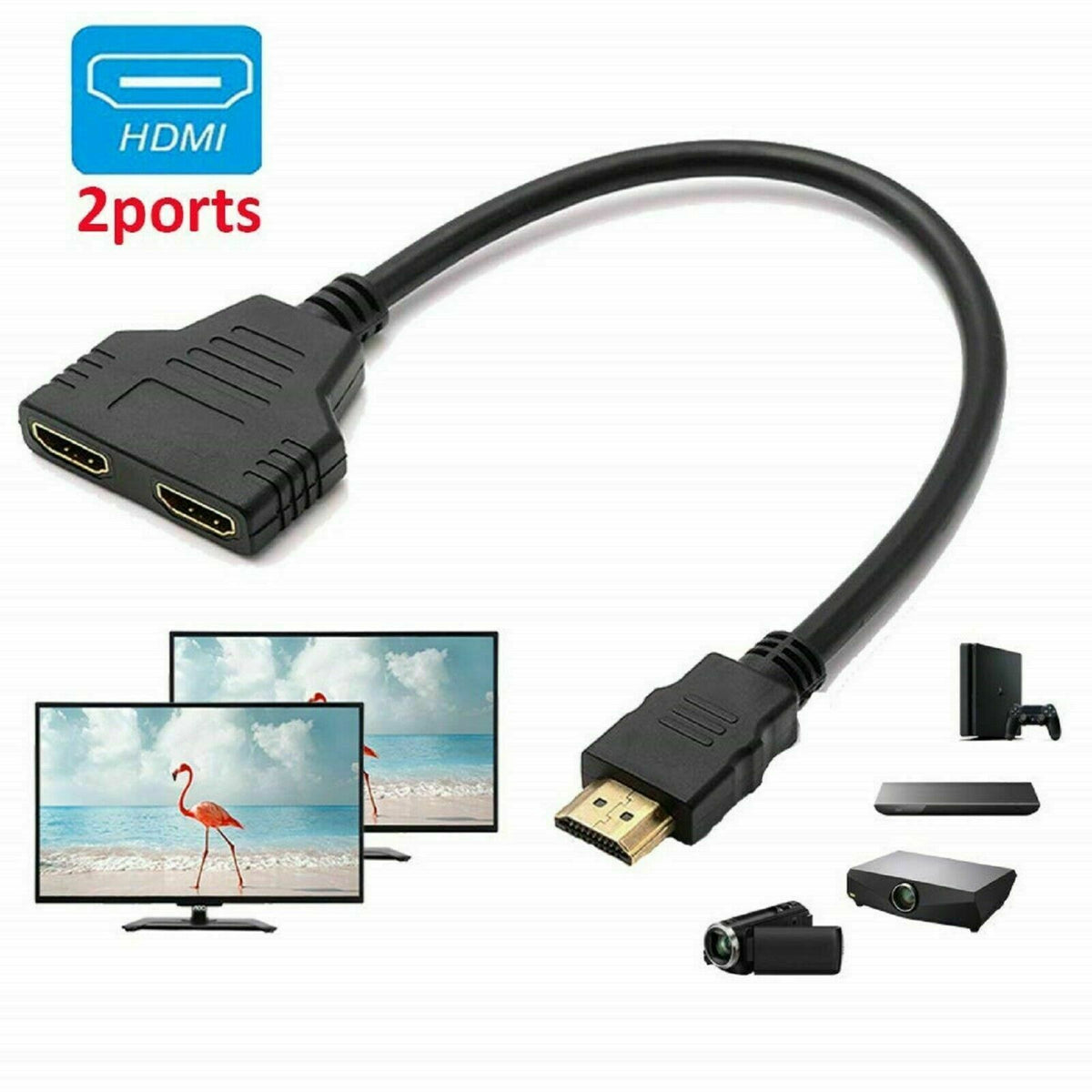 1080P Adapter Converter Cable HDMI Port Male to Female 1 Input 2 Output Splitter