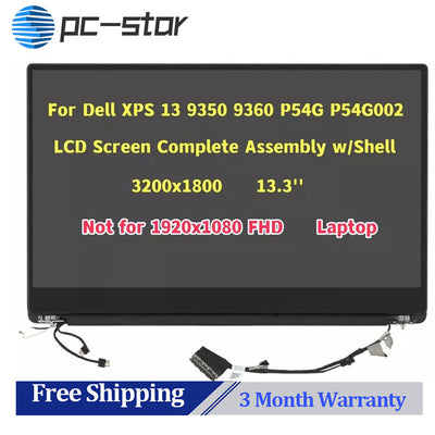 NEW Genuine Dell XPS 13 9350 9360 LCD Touch Screen Assembly QHD+ 3200x1800