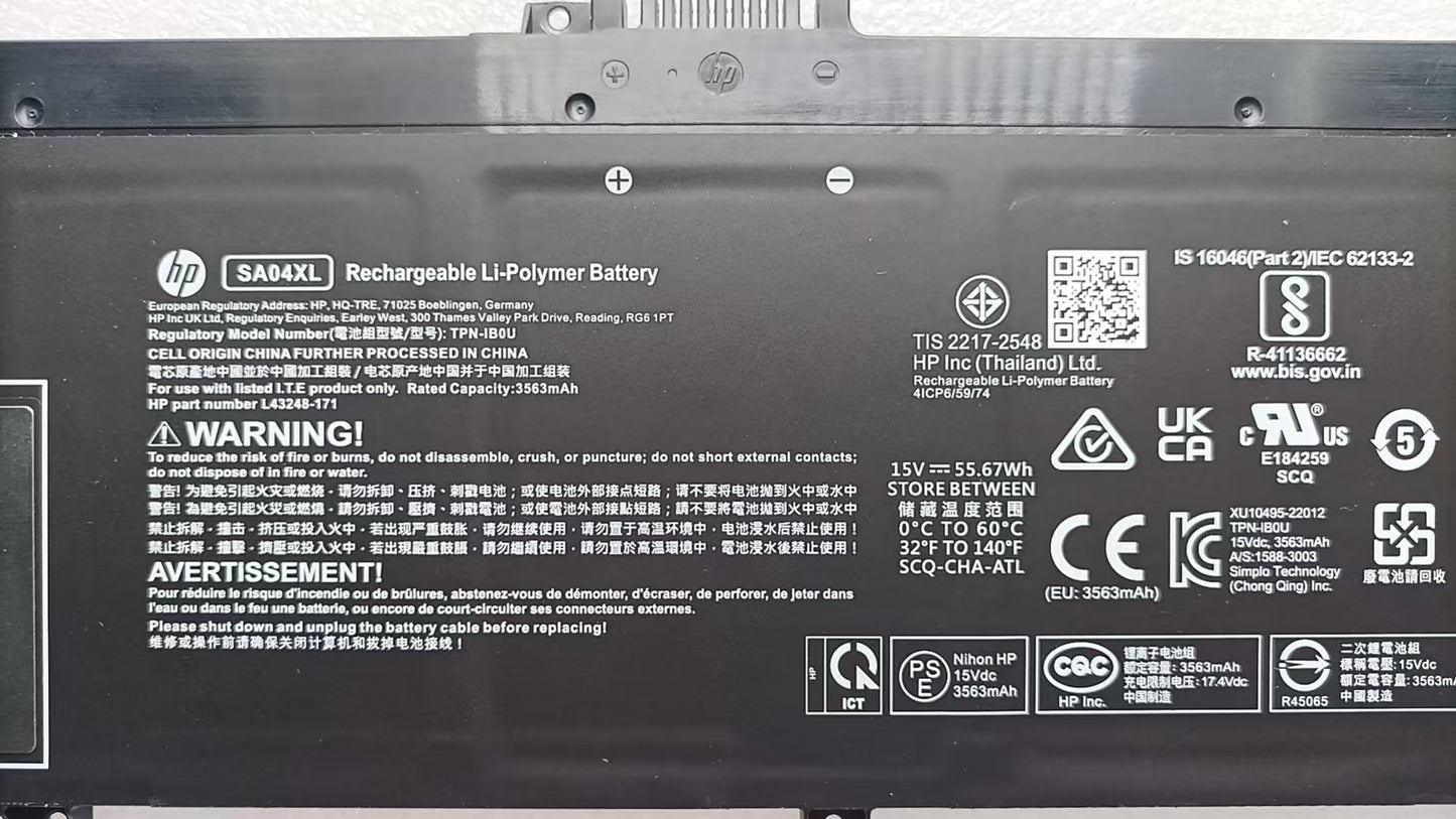GENUINE HP ENVY 15-FE 15T-FE 15-FH 15V 55.67WH 3563MAH 4-CELL BATTERY L43248-AC5
