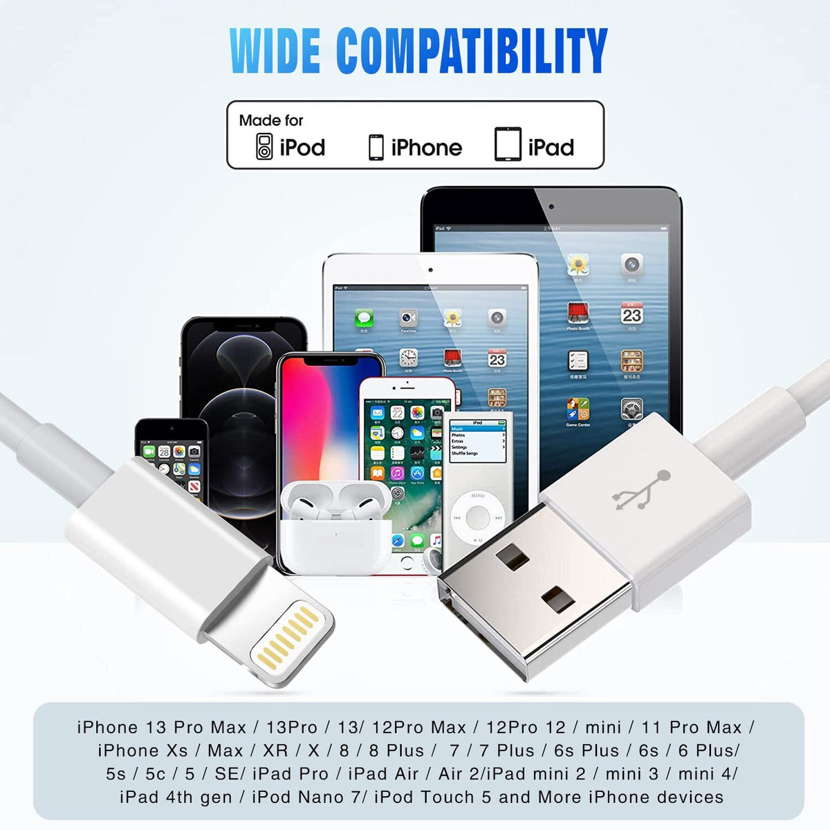 3 Pack Fast Charger Cable Heavy Duty For iPhone 13 12 11 X XR 8 7 Charging Cord