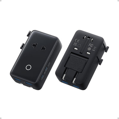 Travel Adapter 5-Port Plug w/ 1 AC+2 USB-A+2 USB-C Smart Temp Control