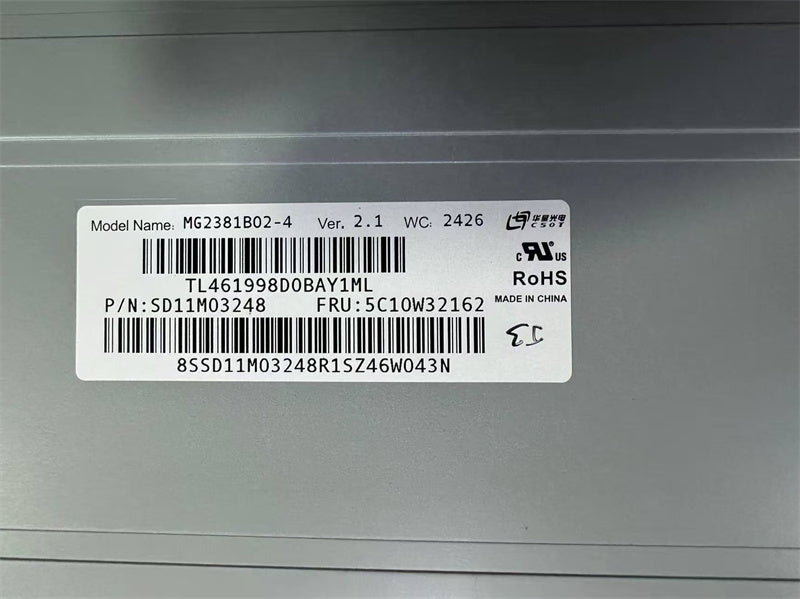 23" MG2381B02-4 1920x1080 5T51H12870 Lenovo Display 23.8" FHD Touch Screen Anti-GlareAnti-Smudge IPS 99%SRGB