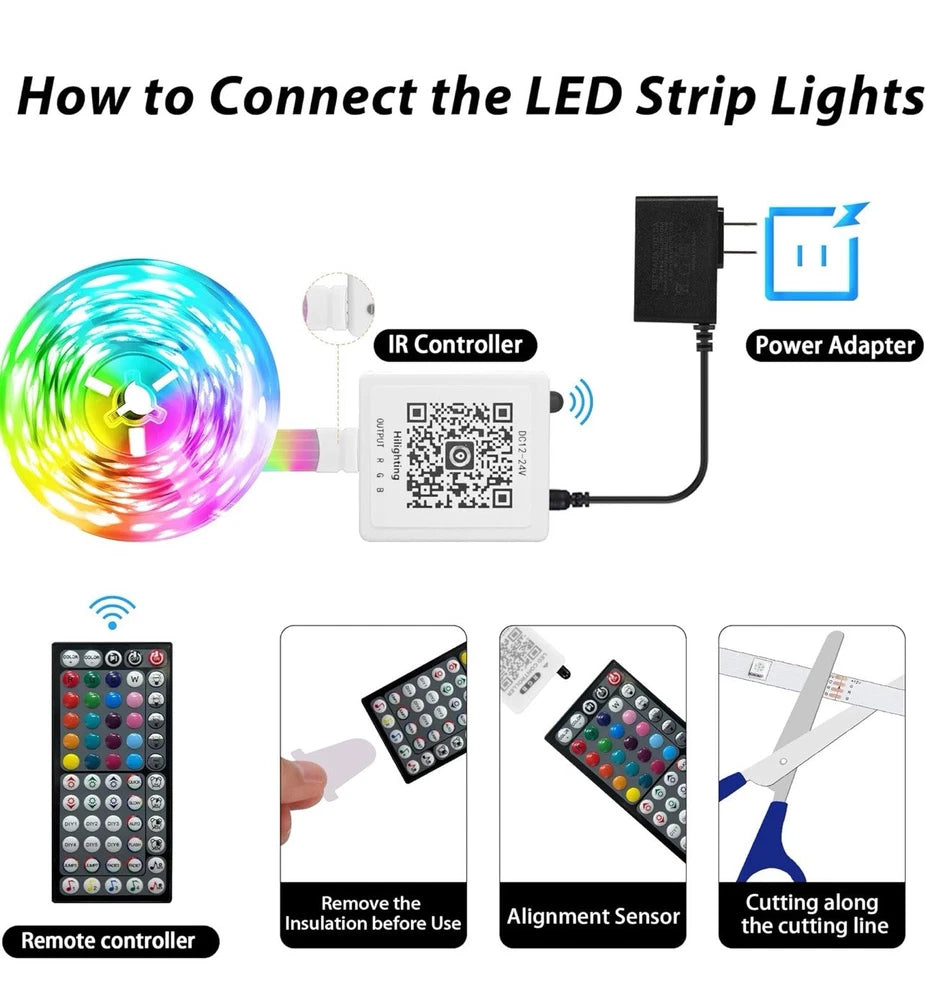 50 Ft LED Strip Lights, Smart Light with App Remote Control, RGB LED 1 ROLL 50ft smart bulb