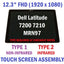 Dell Latitude 12 7200 7210 Tablet 12.3" FHD Touch Screen Assembly MRN97 R6M8M