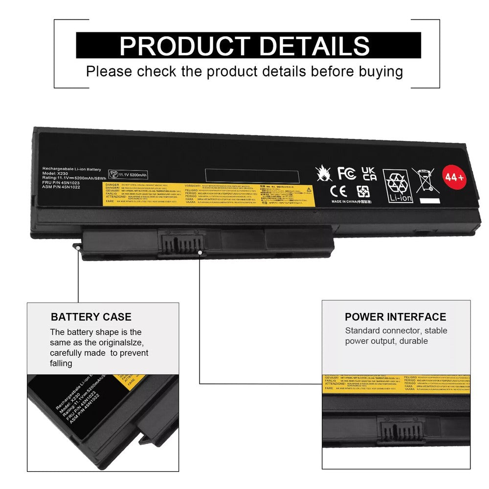 44+ X230 Battery For Lenovo ThinkPad X220 220i X220s x230i 45N1023 45N1027 58Wh